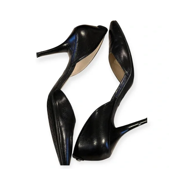 Michael Michael Kors FLEX D'ORSAY Black Leather Women's 7 1/2 Heels 3" - Picture 2 of 12